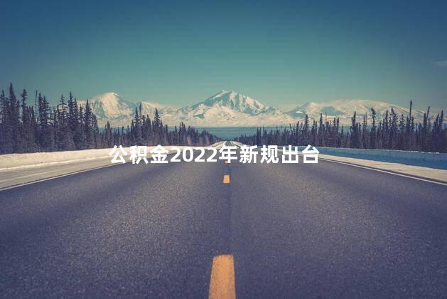 公积金2022年新规出台