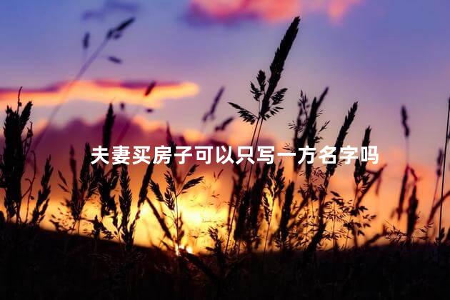 夫妻买房子可以只写一方名字吗